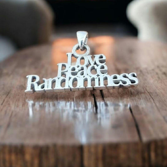 Love Peace Randomness Pendant - Sterling Silver Spiritual Necklace