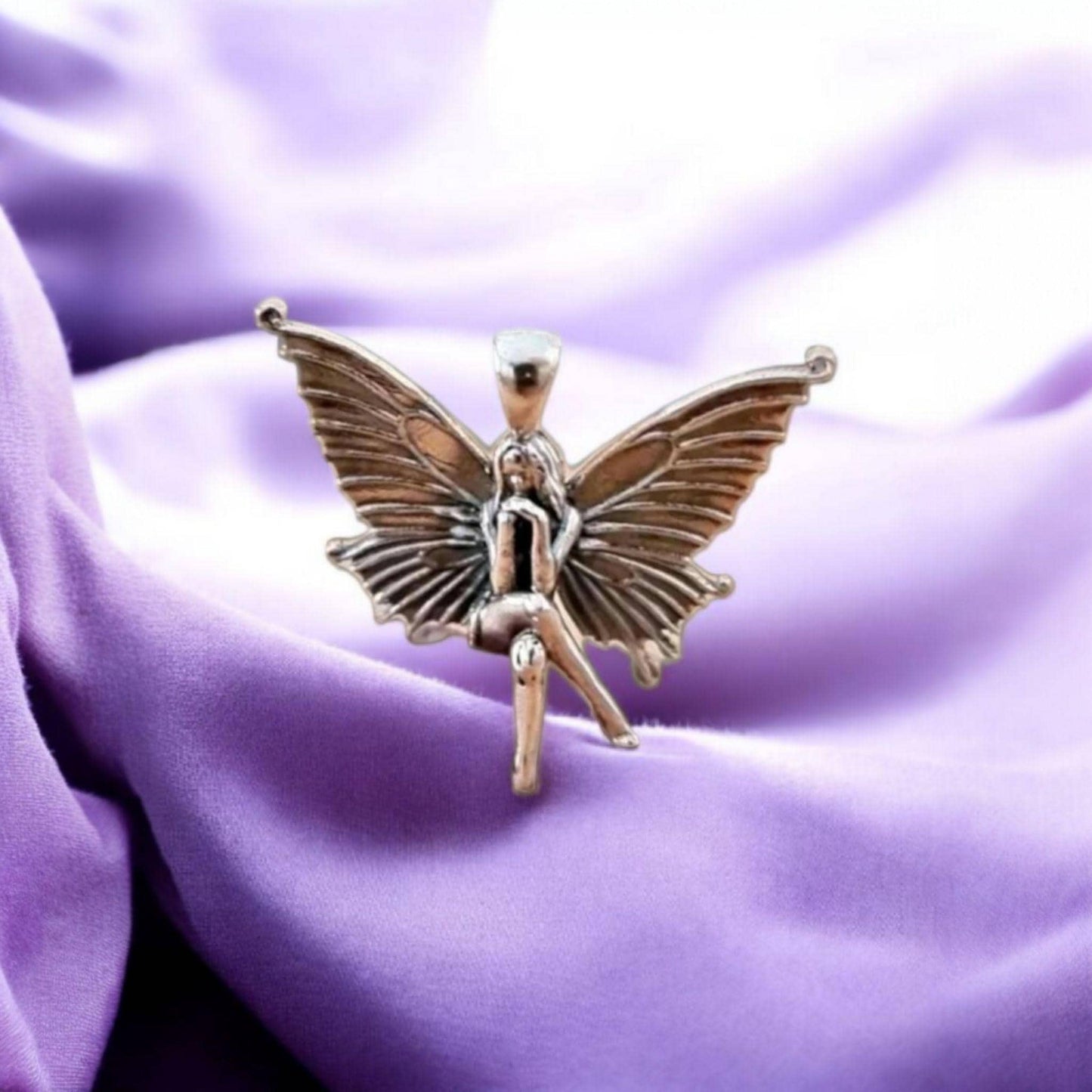 Statement Fairy  Pendant : Winged Fantasy Faerie princess Charm