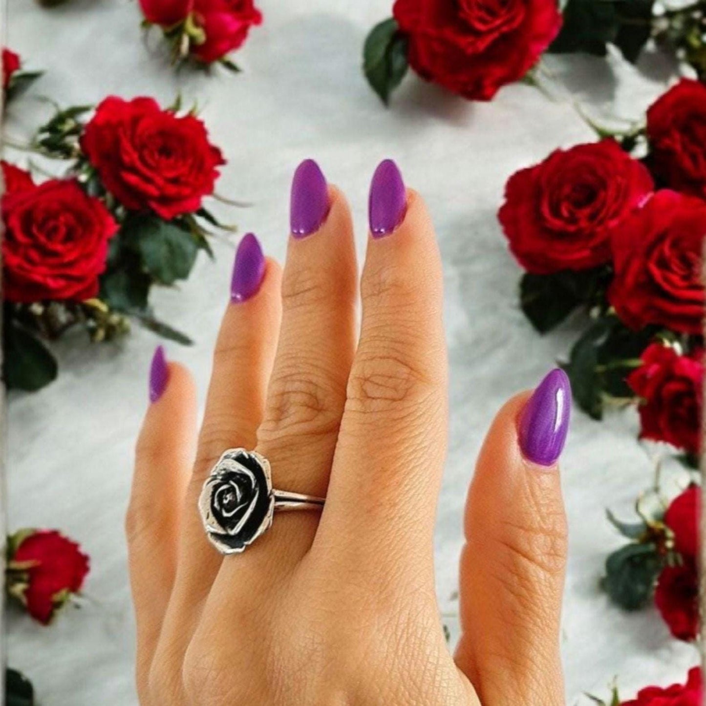 Sterling Silver Rose Ring: Floral Statement Jewelry