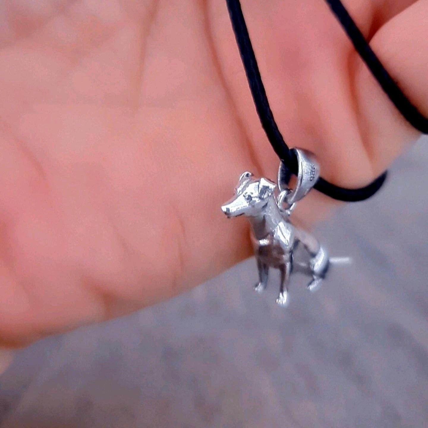Sterling Silver figurine Jack Russell Dog Pendant Pet Memorial Jewelry