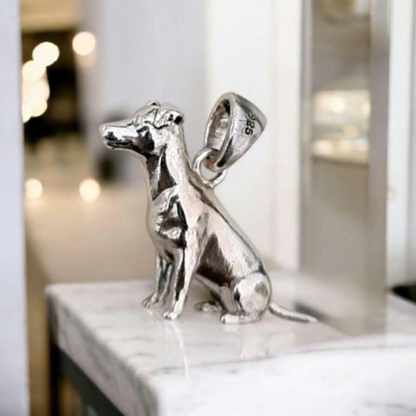 Sterling Silver figurine Jack Russell Dog Pendant Pet Memorial Jewelry