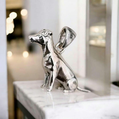 Sterling Silver figurine Jack Russell Dog Pendant Pet Memorial Jewelry