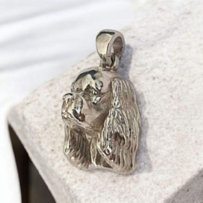 English Toy Spaniel Pendant: 925 Sterling Silver Dog Lover Jewelry
