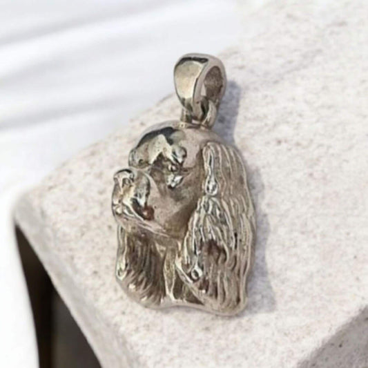English Toy Spaniel Pendant: 925 Sterling Silver Dog Lover Jewelry
