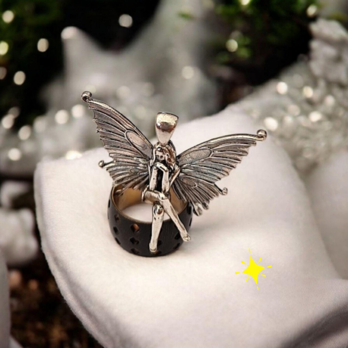 Statement Fairy  Pendant : Winged Fantasy Faerie princess Charm