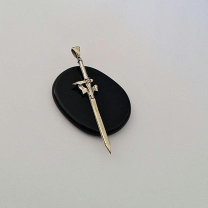 Handcrafted Sterling Silver Elucidator Sword | SAO Kirito Weapon Pendant | Anime Jewelry Gift for Fans SAO Anime