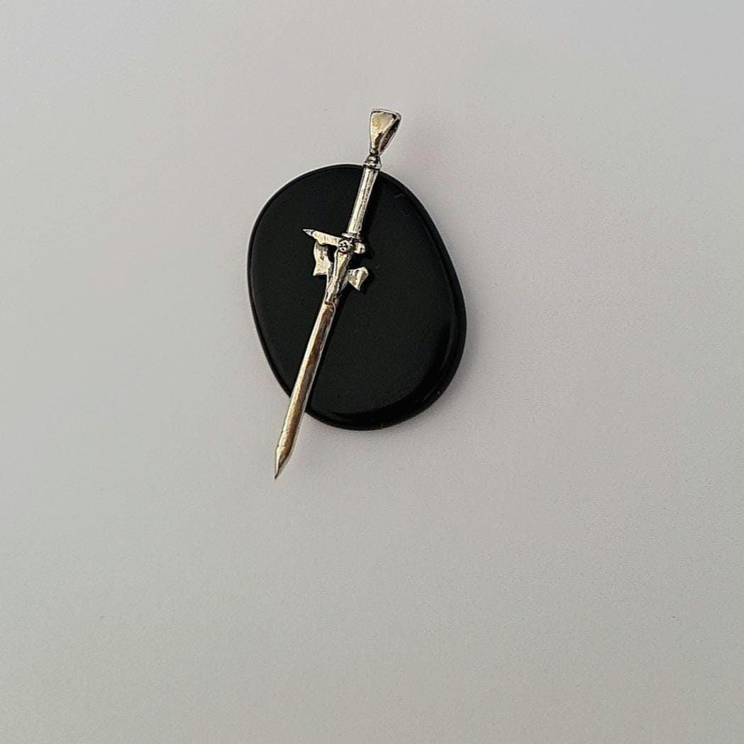 Handcrafted Sterling Silver Elucidator Sword | SAO Kirito Weapon Pendant | Anime Jewelry Gift for Fans SAO Anime