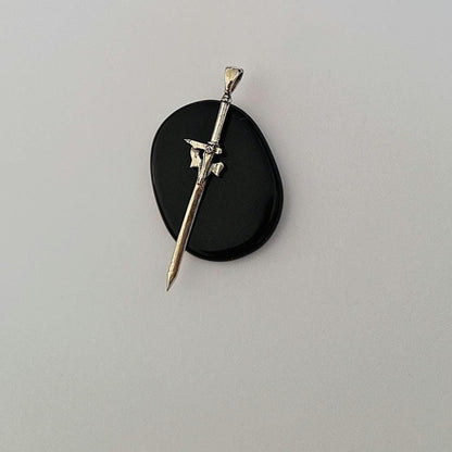 Handcrafted Sterling Silver Elucidator Sword | SAO Kirito Weapon Pendant | Anime Jewelry Gift for Fans SAO Anime