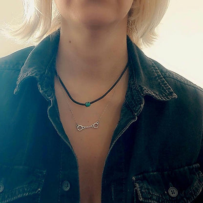 Delicate Handcuff Necklace – Sterling Silver  45cm Chain