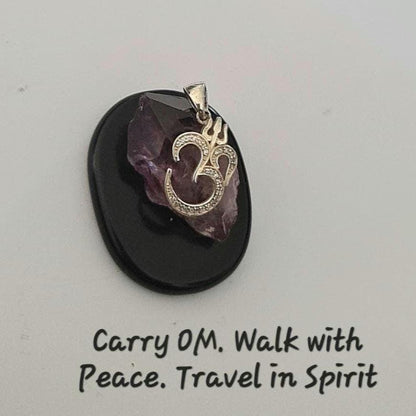 Triple Om Pendant in Sterling Silver with Sparkling Zircon – Spiritual Necklace, Yoga Meditation Jewelry