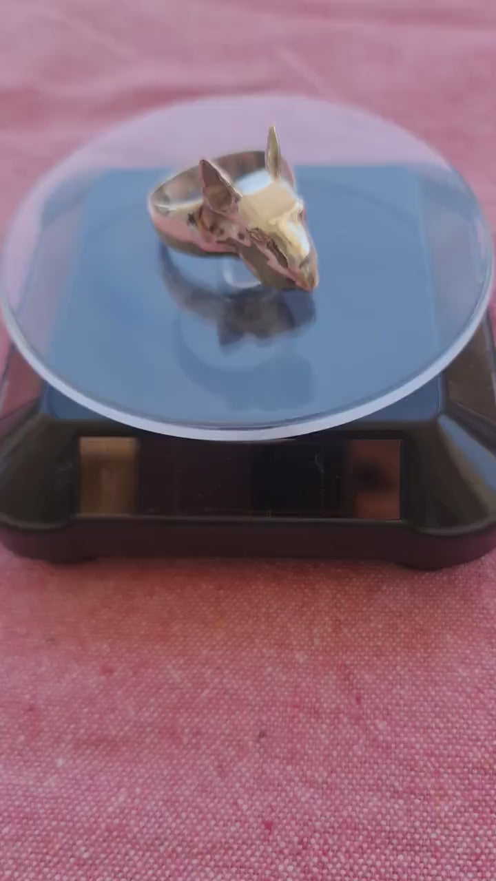 Handmade Sterling Silver Bull Terrier Ring: anatomically accurate