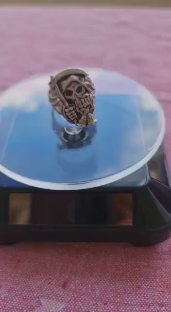 Handmade Sterling Silver Grim Reaper Scythe Ring: Gothic Skull Jewelry