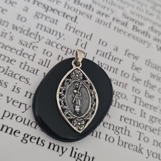 Santa Muerte with Scythe Pendant-Precious Symbol of Belief & Protection - Holy Death Sterling Silver