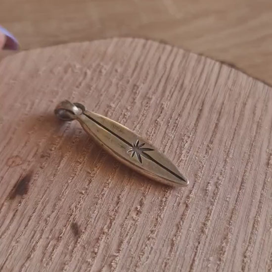 Handmade Sterling Silver Surfboard Pendant: Beach Lover Gift