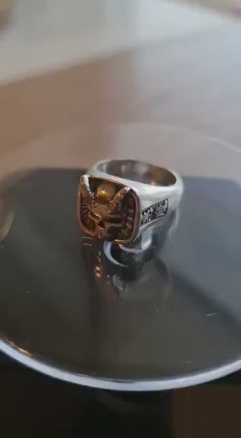 Handcrafted 925 Silver Japanese Oni Skull Ring